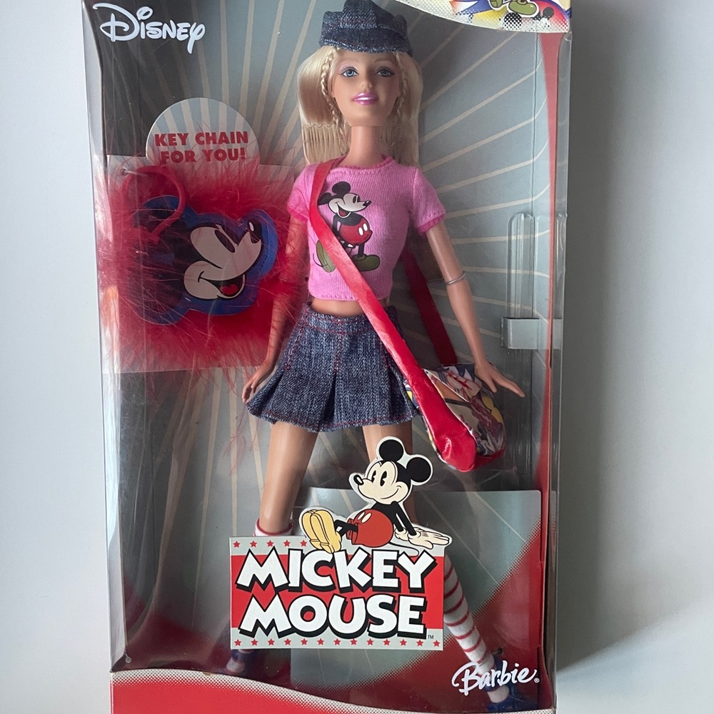 Disney Barbie Doll with Pink Top and Denim Skirt